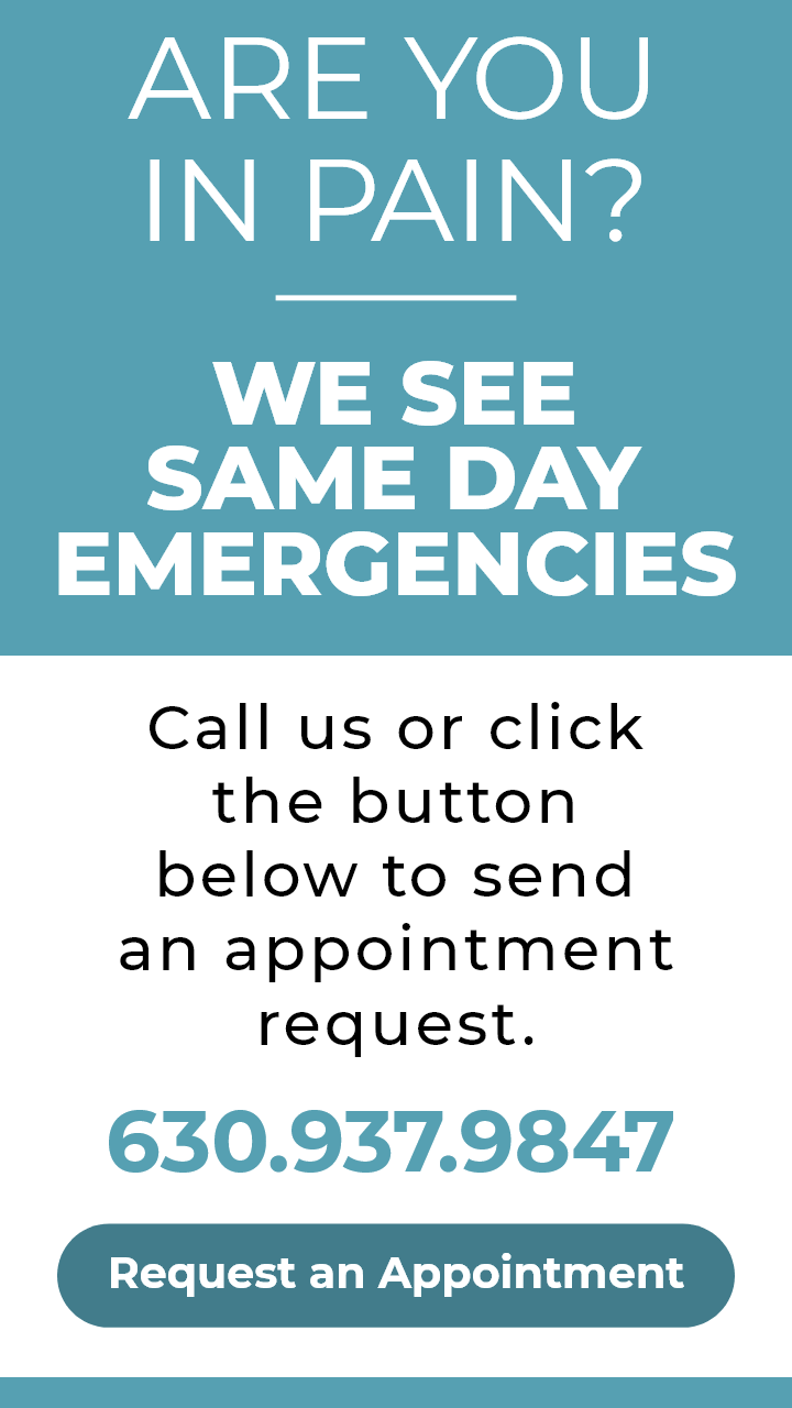 Are you in pain? We see same day emergencies. Call us or click the button below to send an appointment request.
